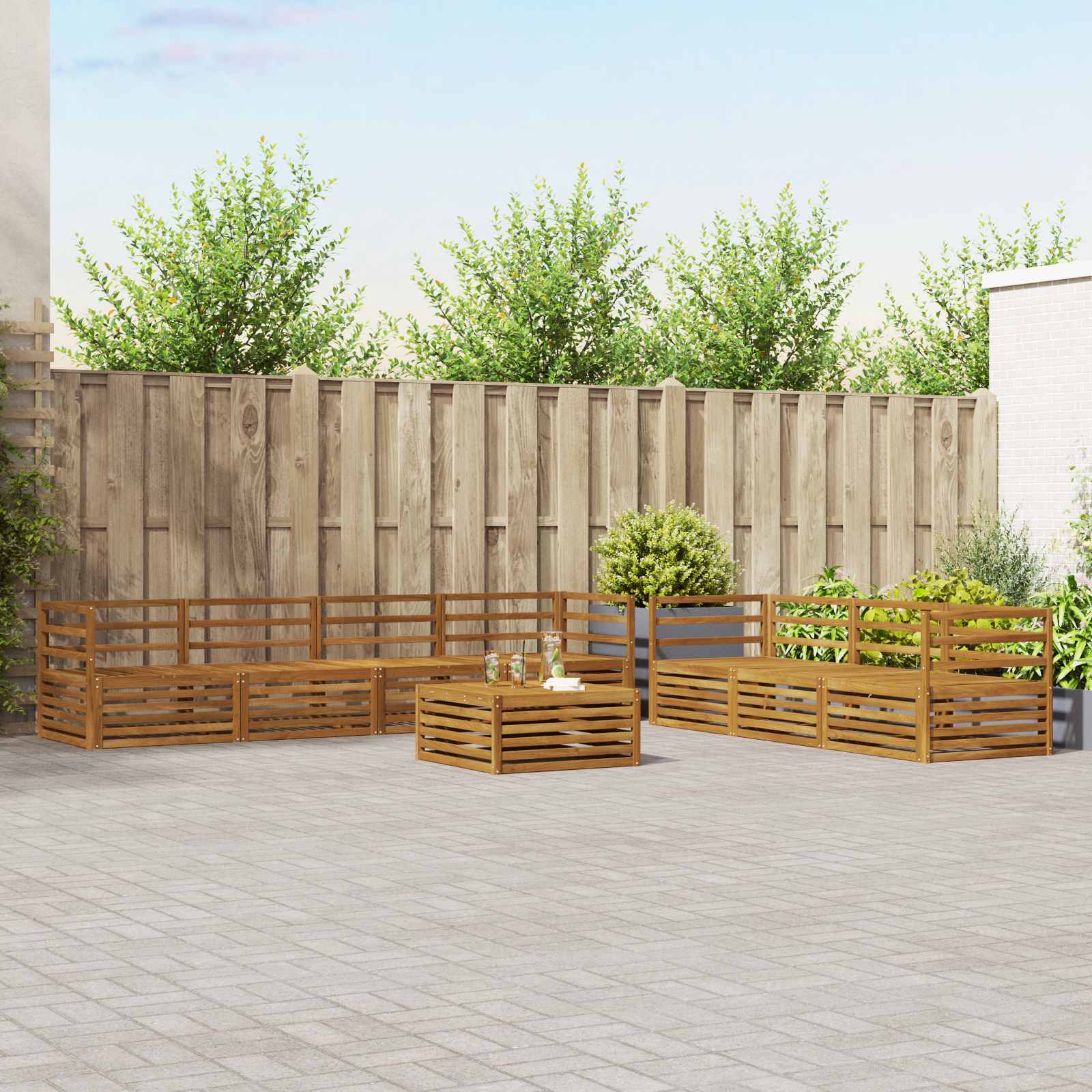 8-teilige Outdoor Sofagarnitur Natur