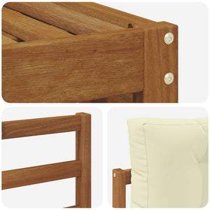7-teilige Sofagarnitur Akazie Natur/Creme