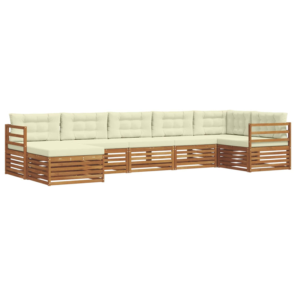 7-teilige Sofagarnitur Akazie Natur/Creme