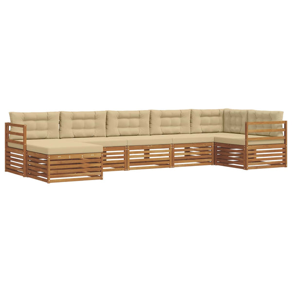 7-teilige Sofagarnitur Akazie Natur Beige