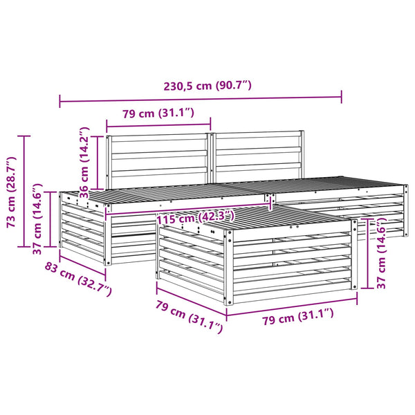 3-teilige Outdoor Sofagarnitur Akazie Massivholz