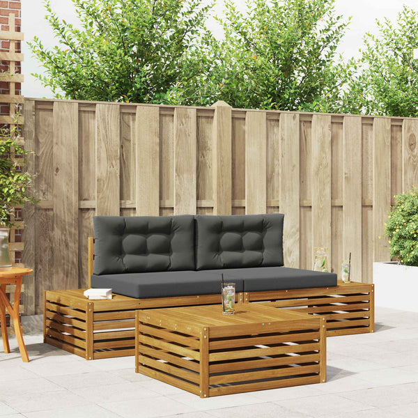 Outdoor Sofagarnitur 3-teilig Akazie Natur/Anthrazit