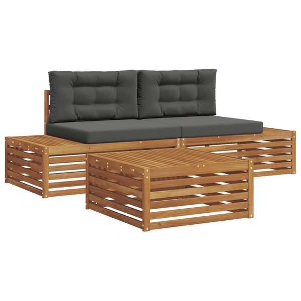 Outdoor Sofagarnitur 3-teilig Akazie Natur/Anthrazit