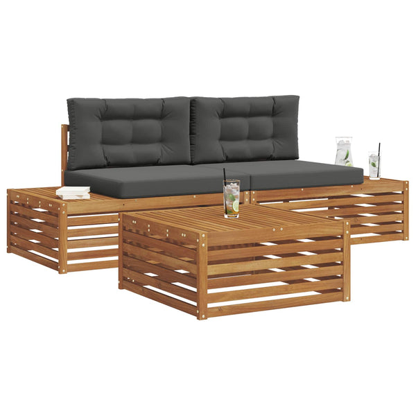 Outdoor Sofagarnitur 3-teilig Akazie Natur/Anthrazit