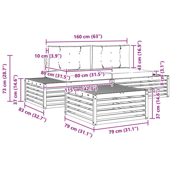 Outdoor Sofagarnitur mit Kissen, Natur/Beige