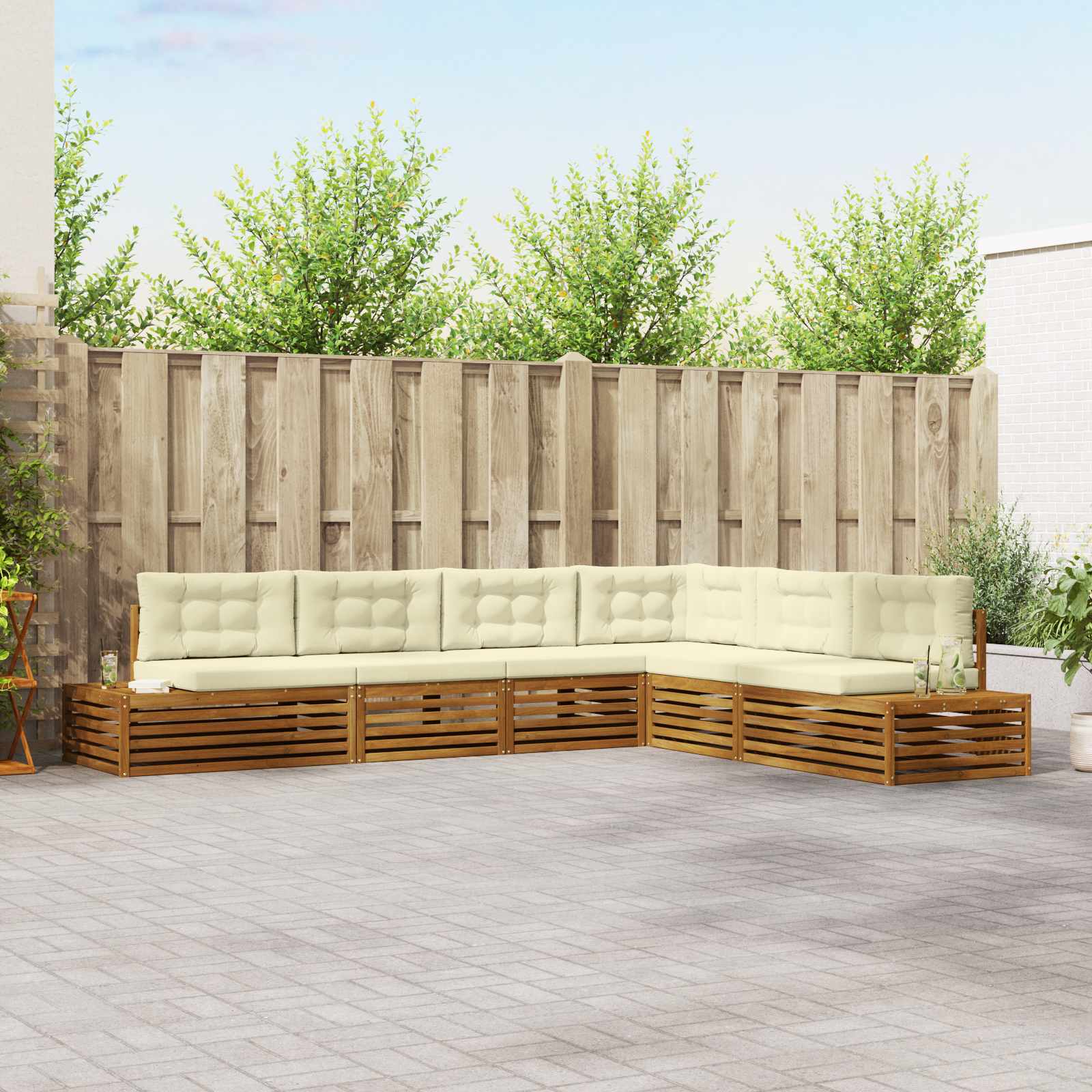 Outdoor Sofagarnitur mit Kissen, 6-teilig