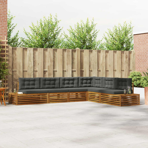 Outdoor Sofagarnitur 6-teilig Akazie Natur Anthrazit