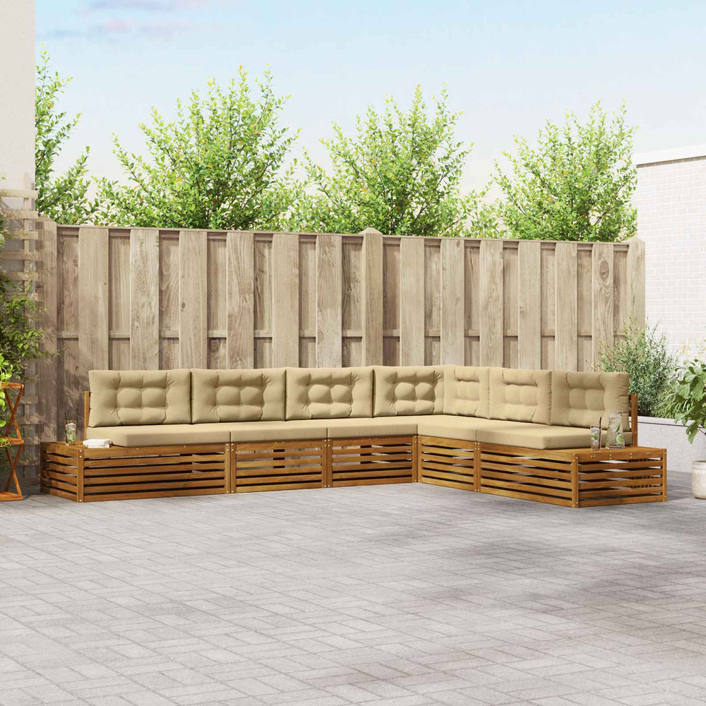 Outdoor Sofagarnitur 6-teilig Akazie Natur Beige