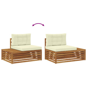 Outdoor Sofagarnitur Akazie mit Kissen, 7-teilig