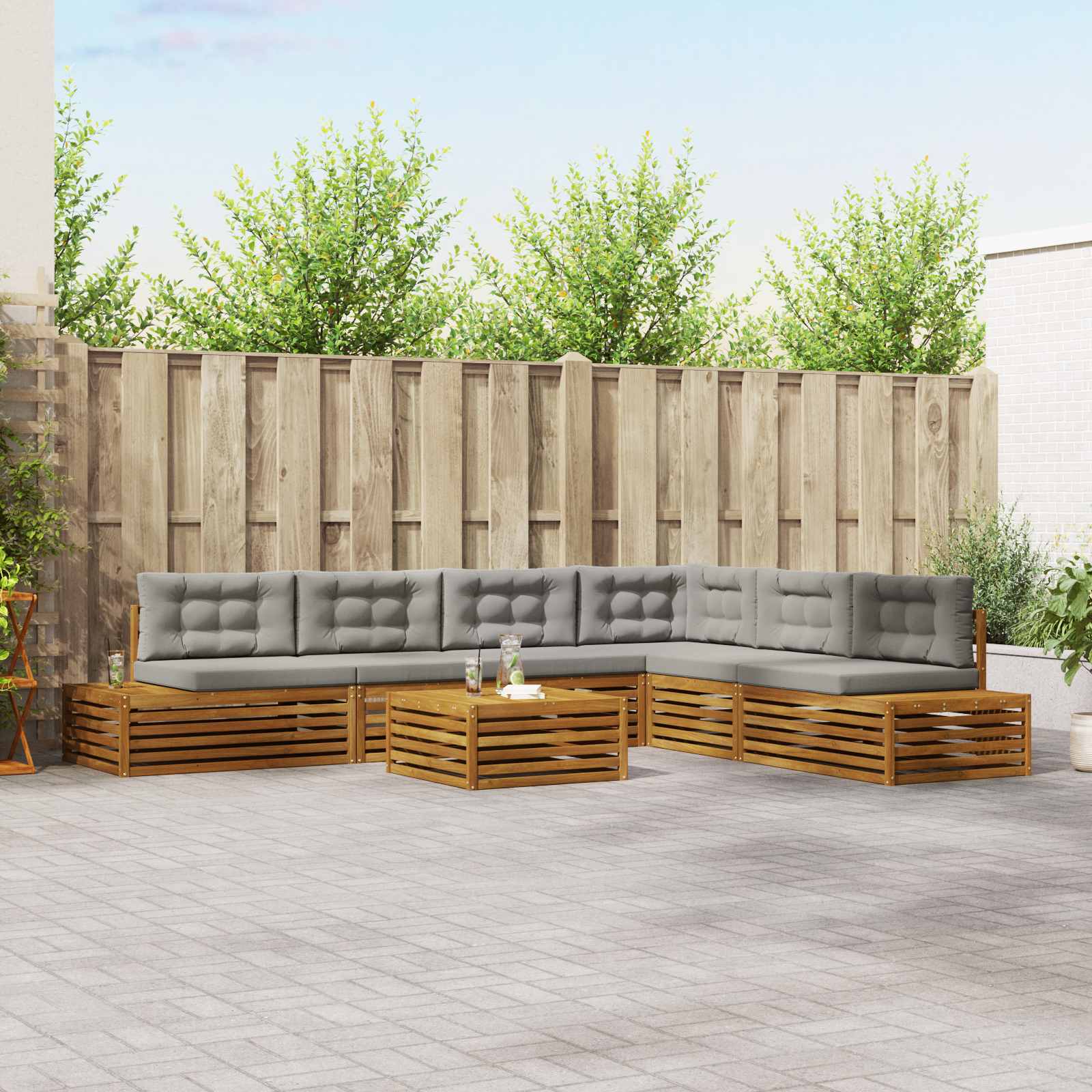Outdoor Sofa Set mit Kissen, 7-teilig