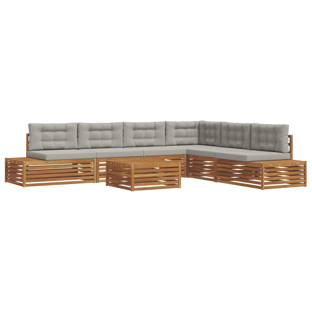 vidaXL Salon de jardin avec coussins 7 pcs Naturel et Gris clair