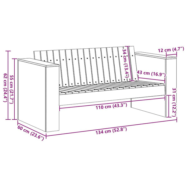 Grünes Gartensofa aus Kiefernholz