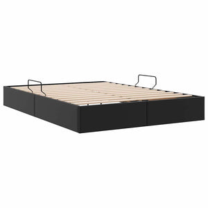 Aufbewahrungsbett mit Kopfteil Schwarz 135x190 cm