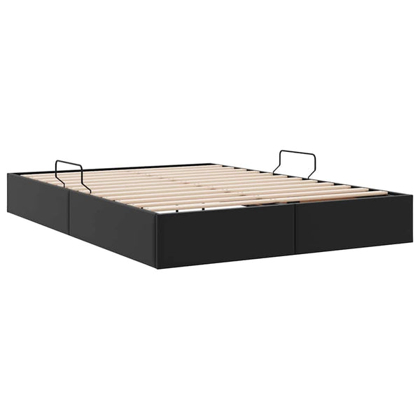 Aufbewahrungsbett mit Kopfteil Schwarz 135x190 cm