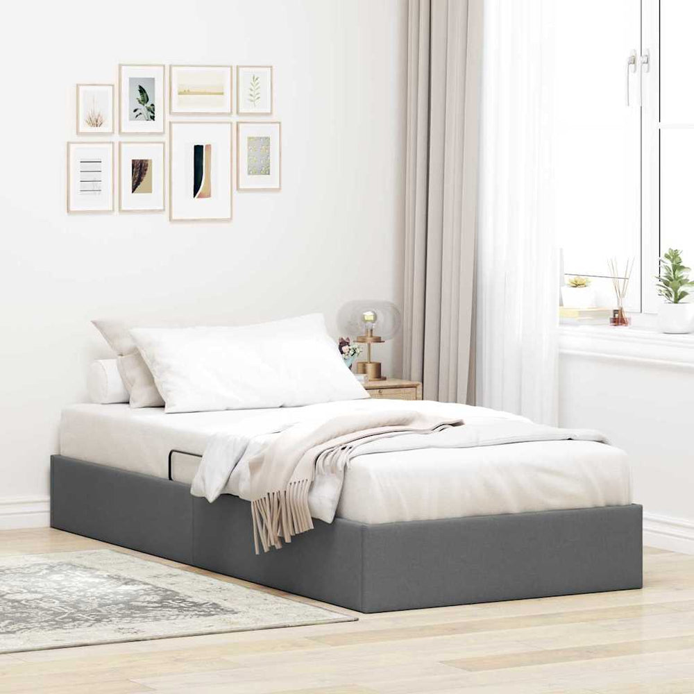Stauraumbett mit Kopfteil Dunkelgrau 90x190 cm