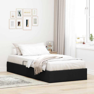 Schwarzes Stauraumbett mit Kopfteil 90x190 cm