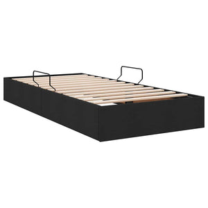 Schwarzes Stauraumbett mit Kopfteil 90x190 cm