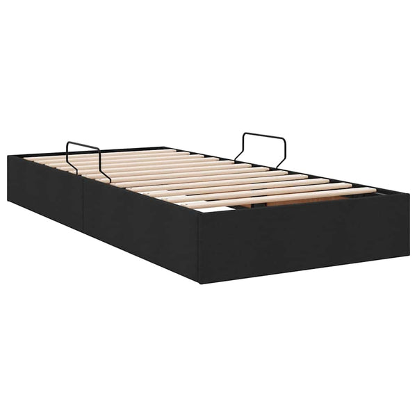 Schwarzes Stauraumbett mit Kopfteil 90x190 cm