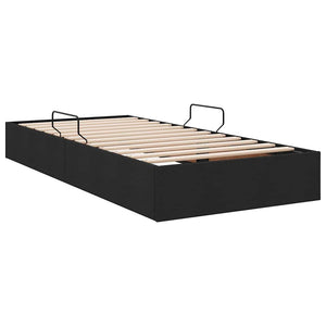 Schwarzes Stauraumbett mit Kopfteil 90x190 cm