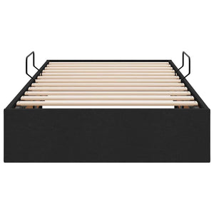 Schwarzes Stauraumbett mit Kopfteil 90x190 cm