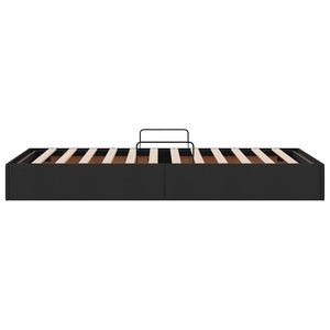 Schwarzes Stauraumbett mit Kopfteil 90x190 cm