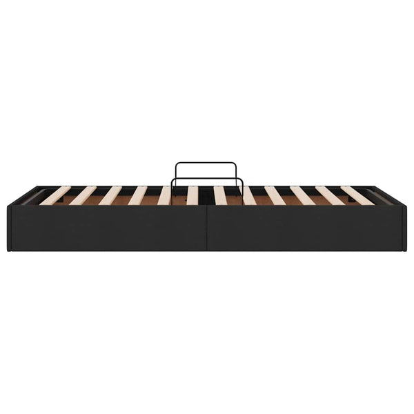 Schwarzes Stauraumbett mit Kopfteil 90x190 cm