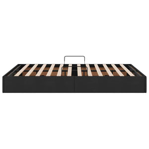 Schwarzes Stauraumbett mit Kopfteil 135x190 cm