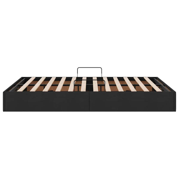 Schwarzes Stauraumbett mit Kopfteil 135x190 cm