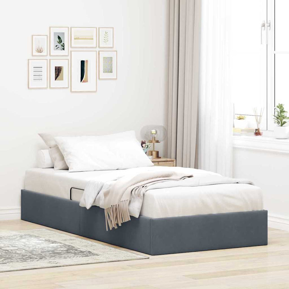 Aufbewahrungsbett Dunkelgrau Samt 90x190 cm
