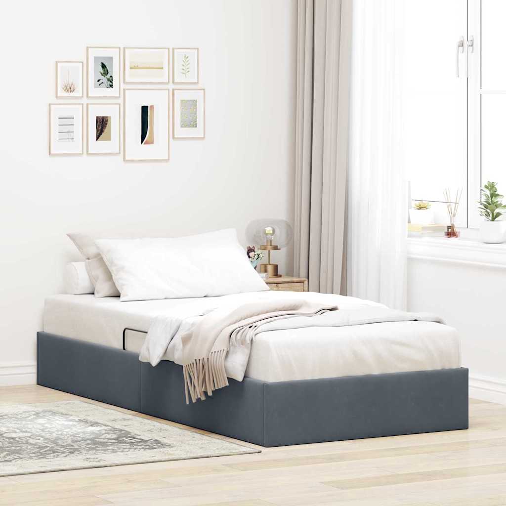 Aufbewahrungsbett Dunkelgrau Samt 90x190 cm