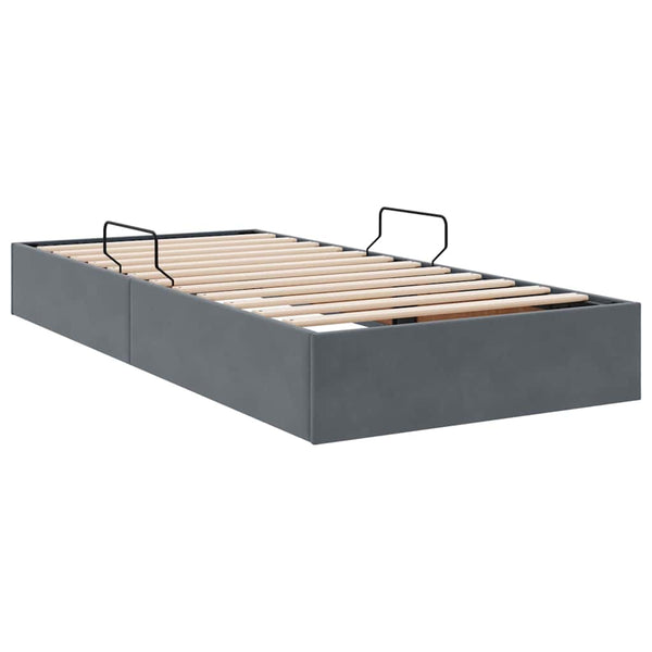 Aufbewahrungsbett Dunkelgrau Samt 90x190 cm