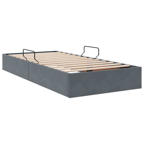 Aufbewahrungsbett Dunkelgrau Samt 90x190 cm