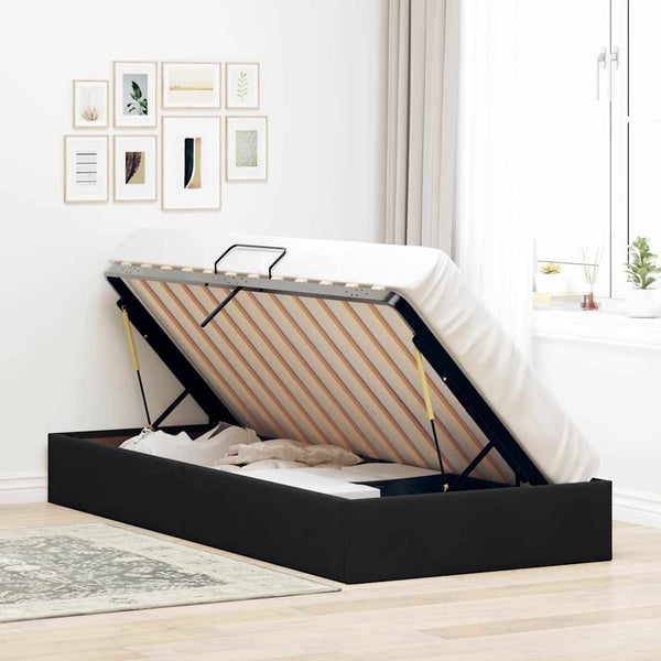Aufbewahrungsbett Schwarz Samt 90x190 cm