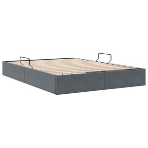Aufbewahrungsbett Dunkelgrau Samt 135x190 cm