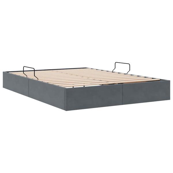 Aufbewahrungsbett Dunkelgrau Samt 135x190 cm