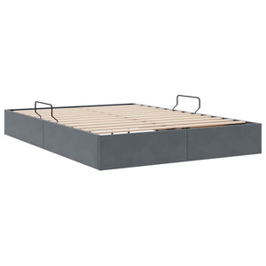 Aufbewahrungsbett Dunkelgrau Samt 135x190 cm