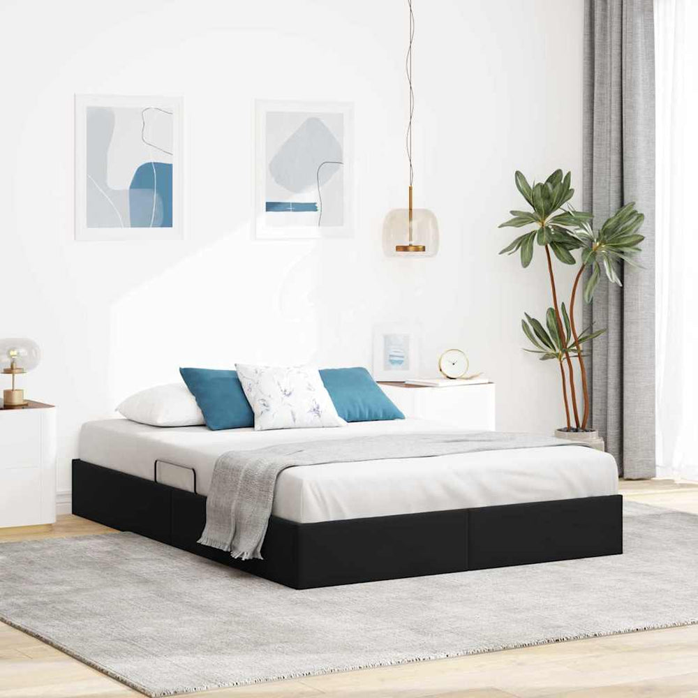 Aufbewahrungsbett Schwarz Samt 135x190 cm
