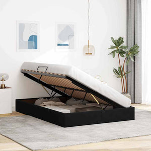 Aufbewahrungsbett Schwarz Samt 135x190 cm