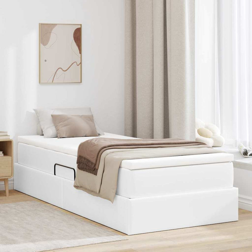 Aufbewahrungsbett mit Matratze Weiß 90x200 cm