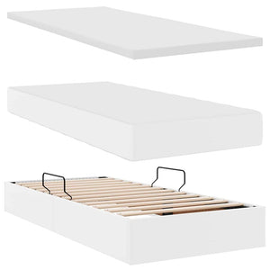 Aufbewahrungsbett mit Matratze 100x200 cm Kunstleder Weiß