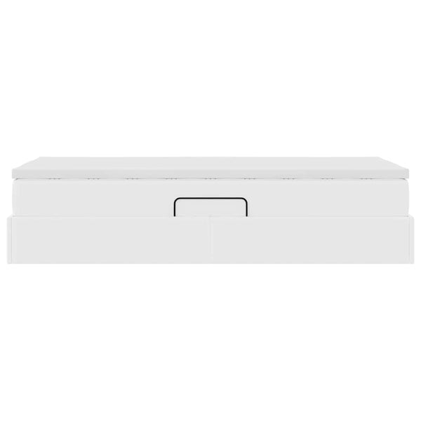 Aufbewahrungsbett mit Matratze 100x200 cm Kunstleder Weiß