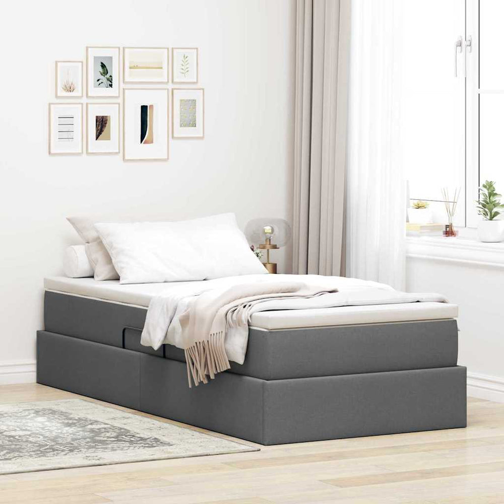 Aufbewahrungsbett mit Matratze 90x190 cm Dunkelgrau