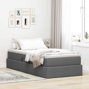 Aufbewahrungsbett mit Matratze 90x190 cm Dunkelgrau