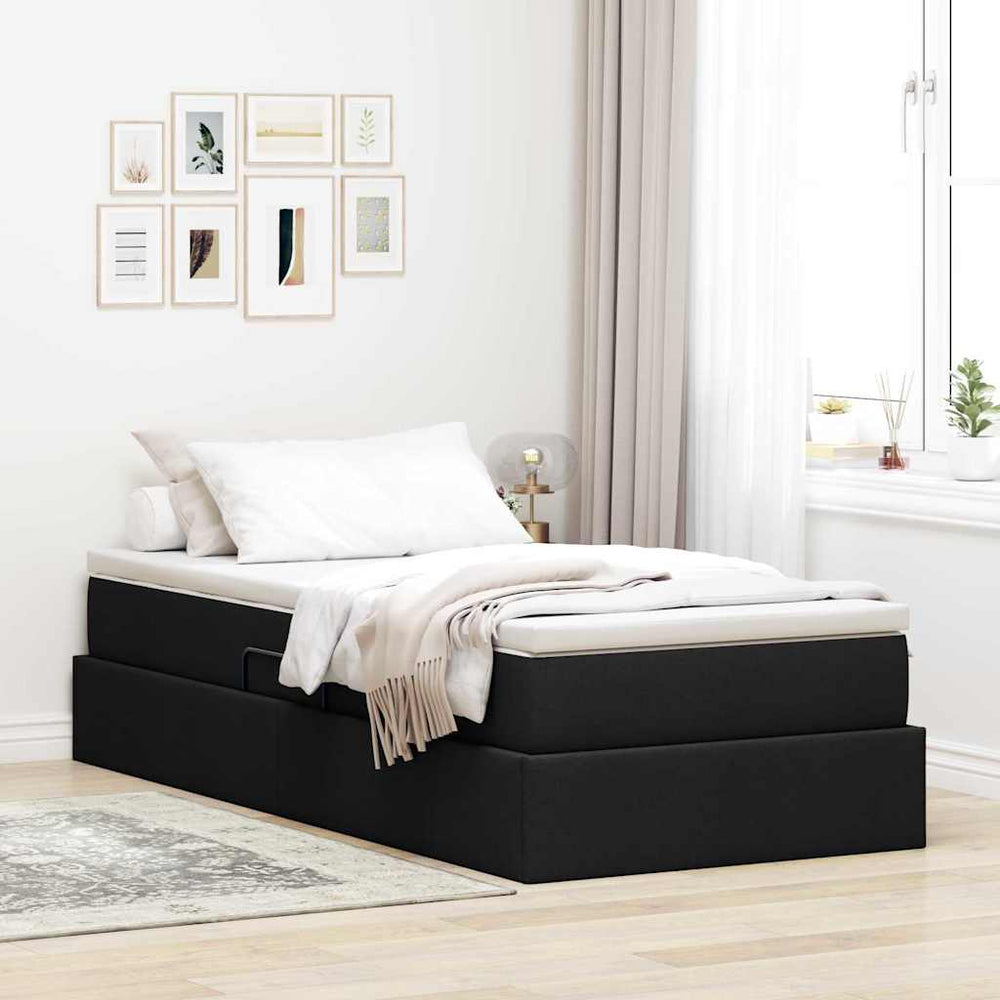 Aufbewahrungsbett mit Matratze 90x190 cm Schwarz