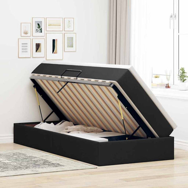 Aufbewahrungsbett mit Matratze 90x190 cm Schwarz