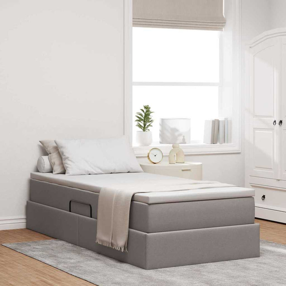 Aufbewahrungsbett mit Matratze Taupe 90x190 cm
