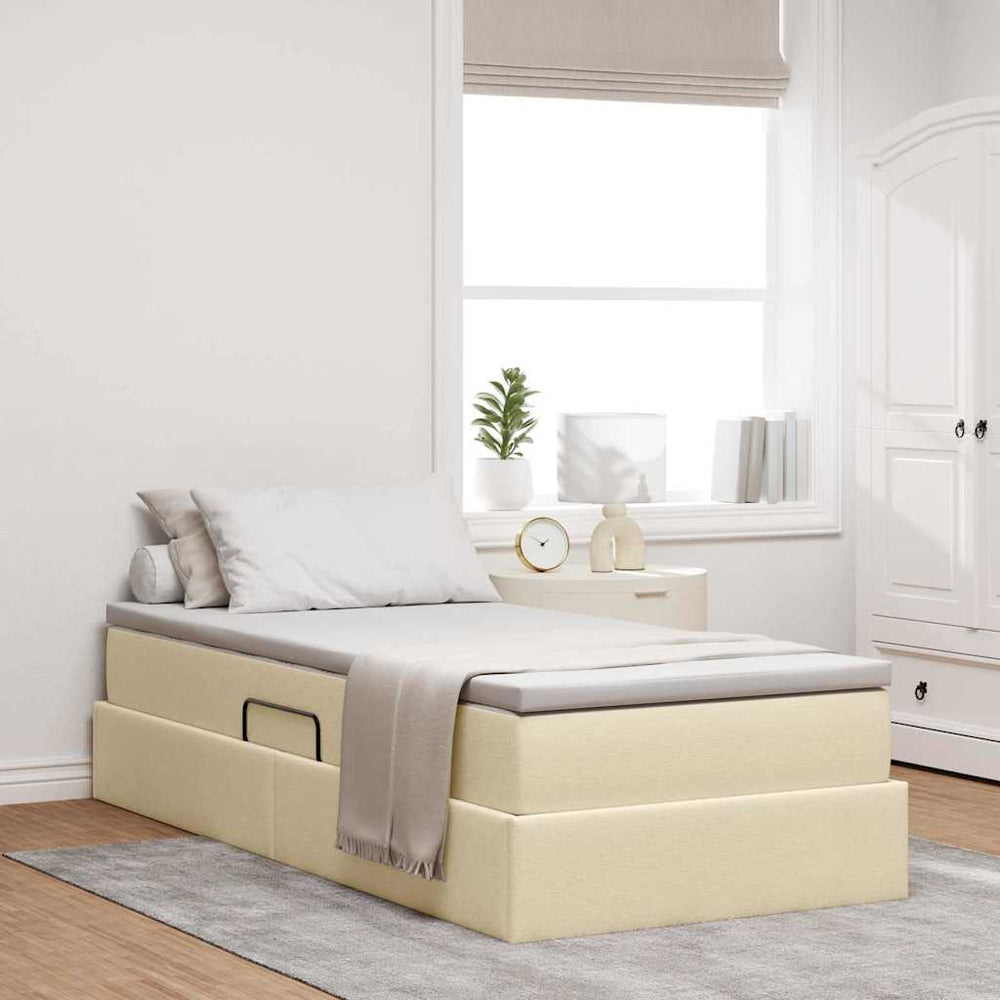 Aufbewahrungsbett mit Matratze Creme 90x190 cm