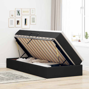 Aufbewahrungsbett mit Matratze 90x200 cm Schwarz