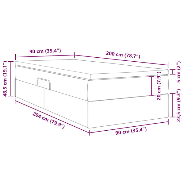 Aufbewahrungsbett mit Matratze 90x200 cm Schwarz