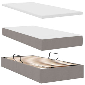 Aufbewahrungsbett mit Matratze Taupe 90x200 cm